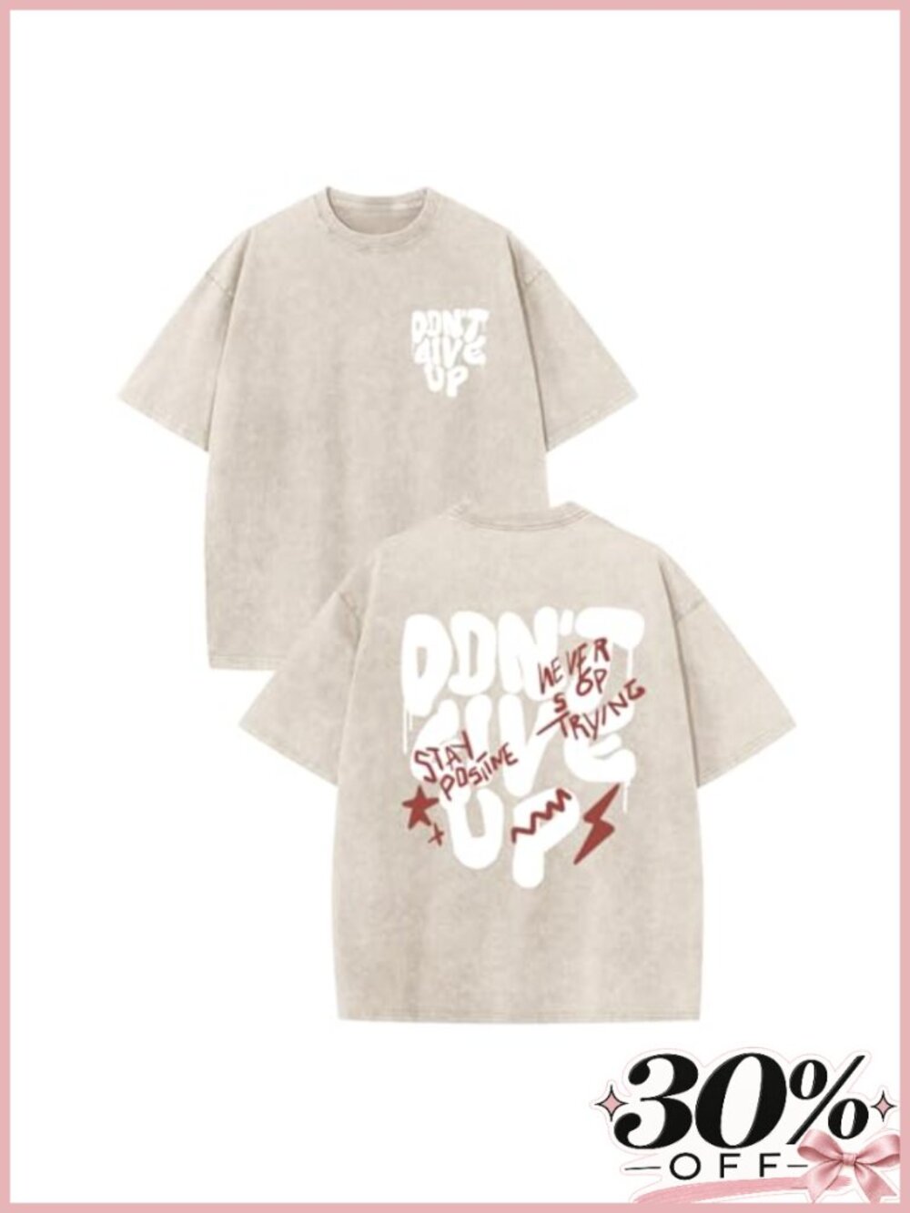 Oversized Graphic Tee Vintage Acid Wash Cotton Blend Streetwear Crew Neck